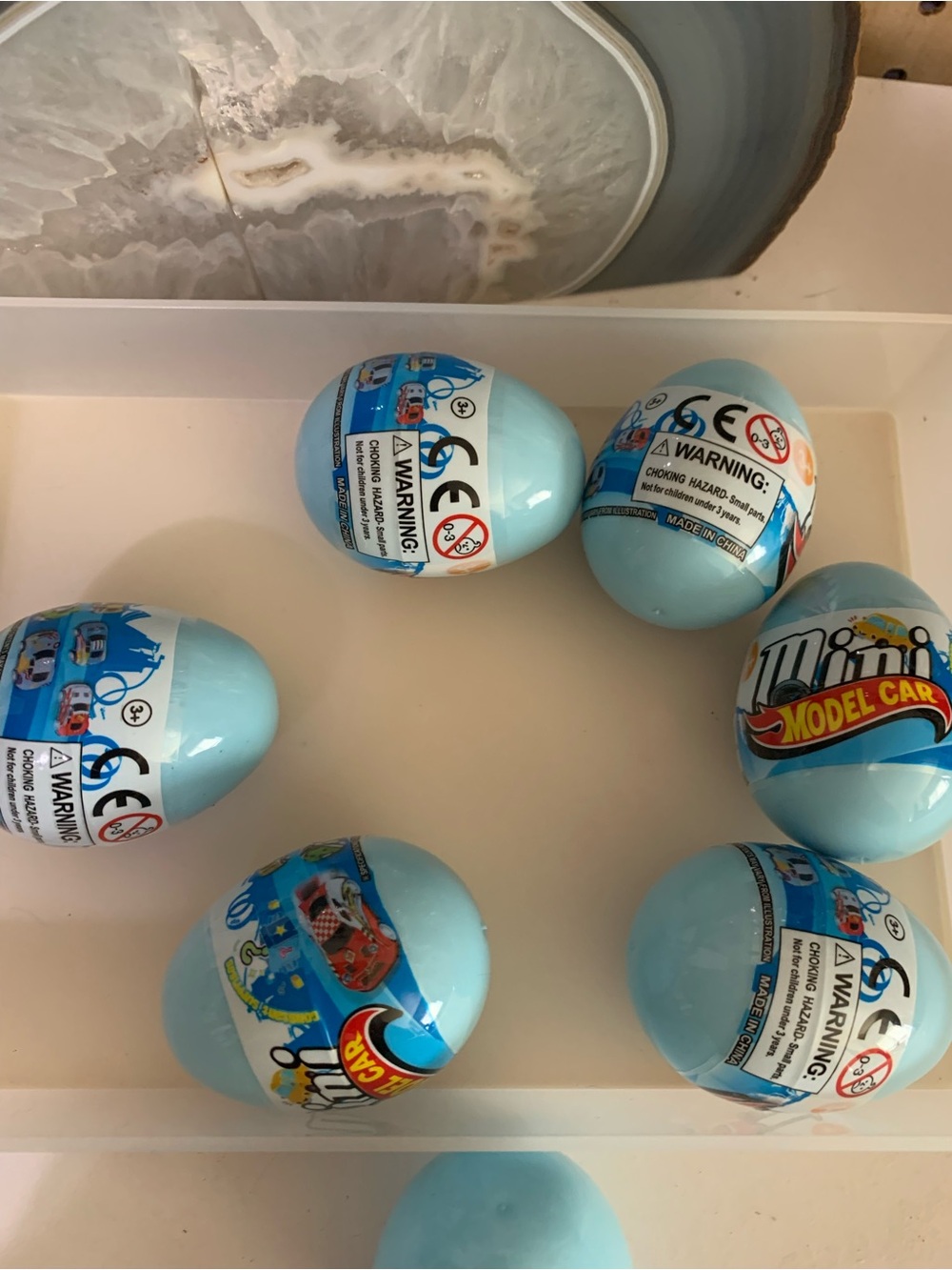 6 Surprise Mini Model Car Eggs - Light Blue